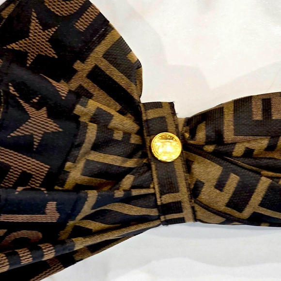 Rare FENDI Zucca Umbrella Special Edition W/Exclusive Roma 1925 Webbing Monogram - Picture 5 of 16